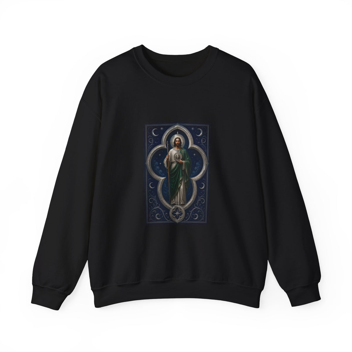 San Judas Tadeo Silver Moon Quatrefoil Crewneck Sweatshirt