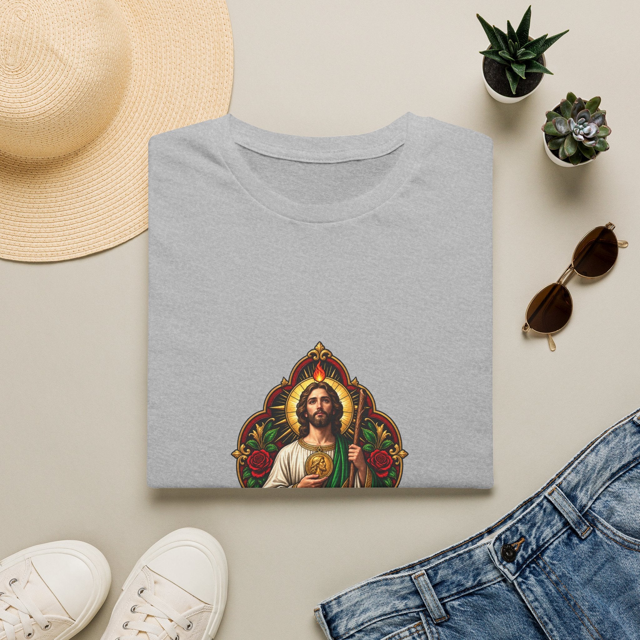 San Judas Crimson Covenant Window T-Shirt product preview, view 4