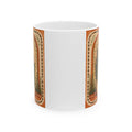 terracotta, cream, and sage San Judas Tadeo Terracotta Rosary Garden illustration on a 11 oz ceramic mug