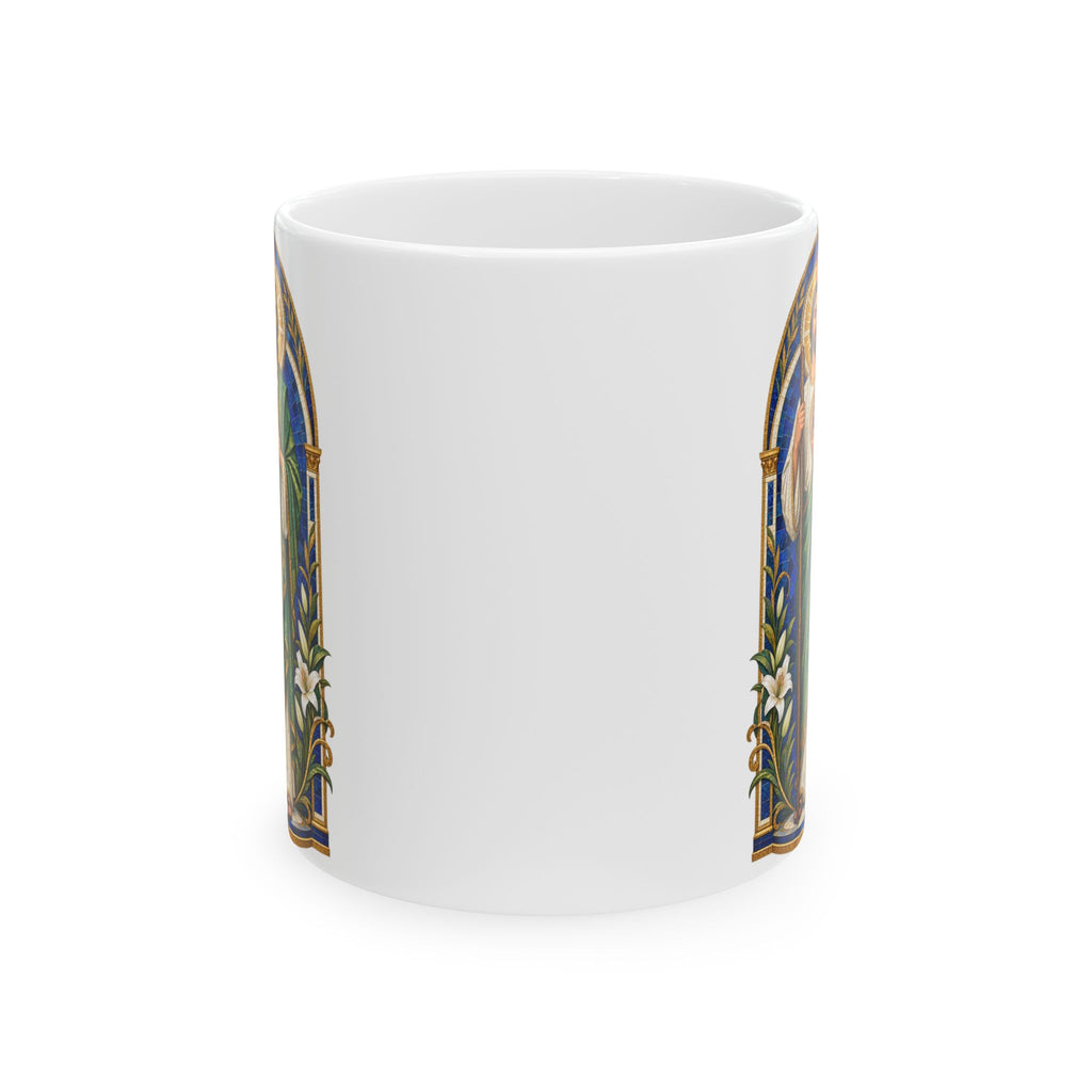 Cobalt Chapel Mosaic San Judas Tadeo illustration on a ceramic mug