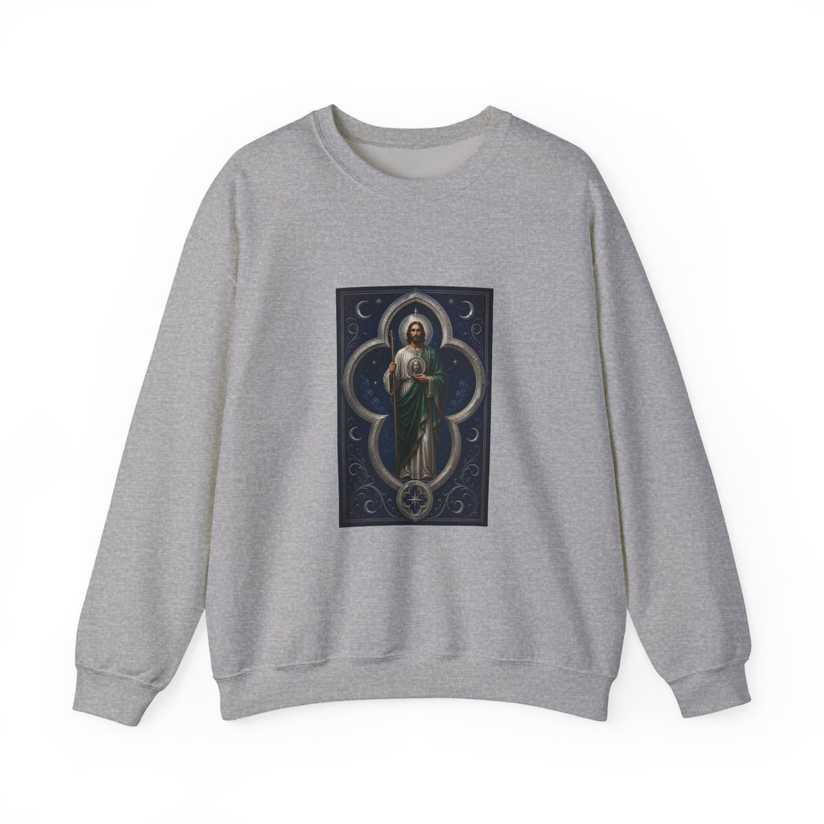 San Judas Tadeo Silver Moon Quatrefoil Crewneck Sweatshirt