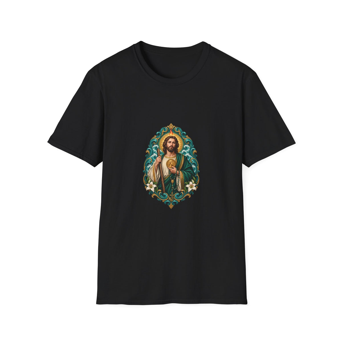 San Judas Teal Rosary Harbor T-Shirt product preview, view 10