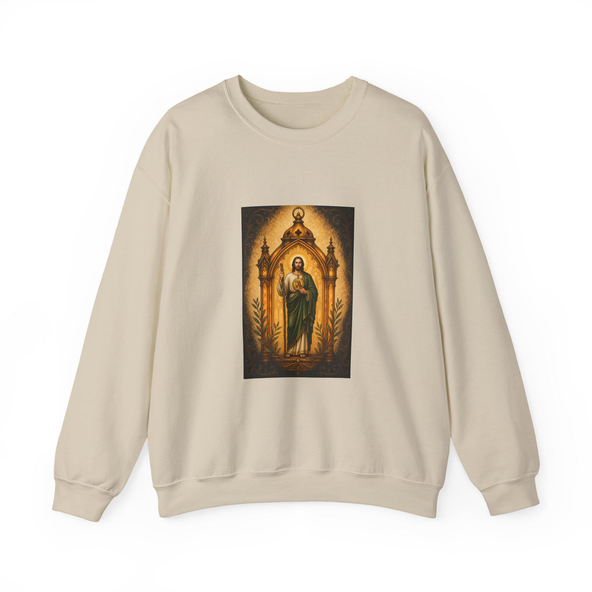 San Judas Tadeo Amber Pilgrim Lantern Crewneck Sweatshirt