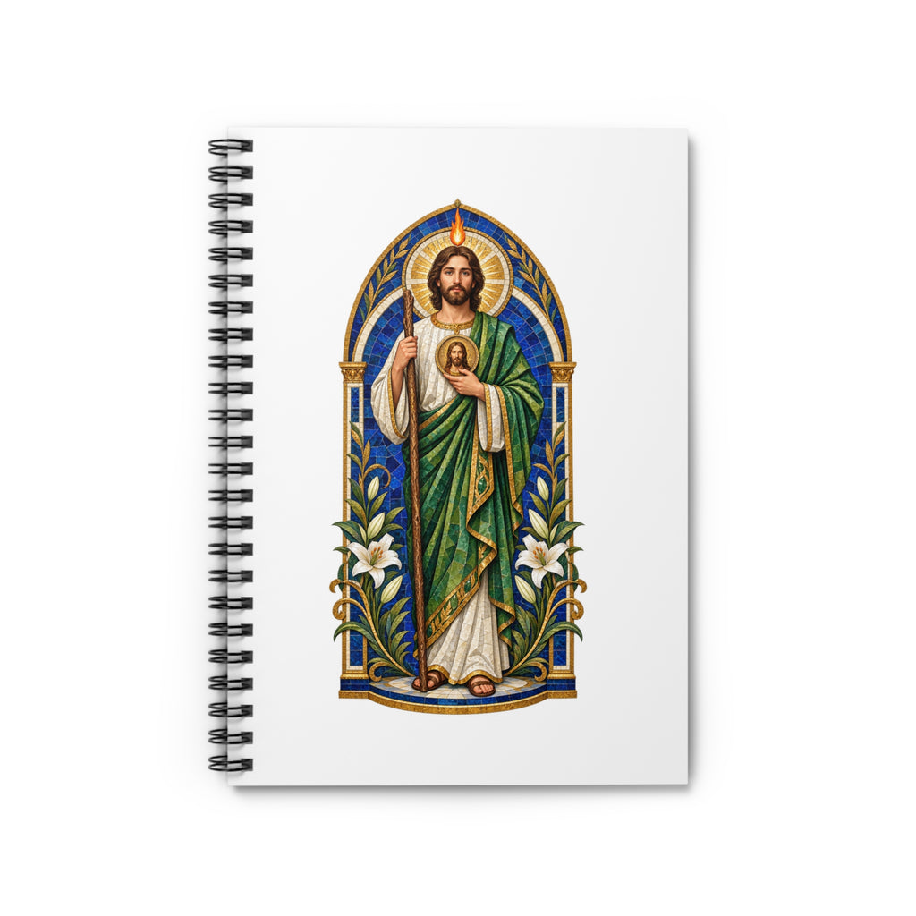 Cobalt Chapel Mosaic San Judas Tadeo illustration on a spiral notebook