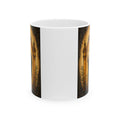 amber, charcoal, and olive San Judas Tadeo Amber Pilgrim Lantern illustration on a 11 oz ceramic mug