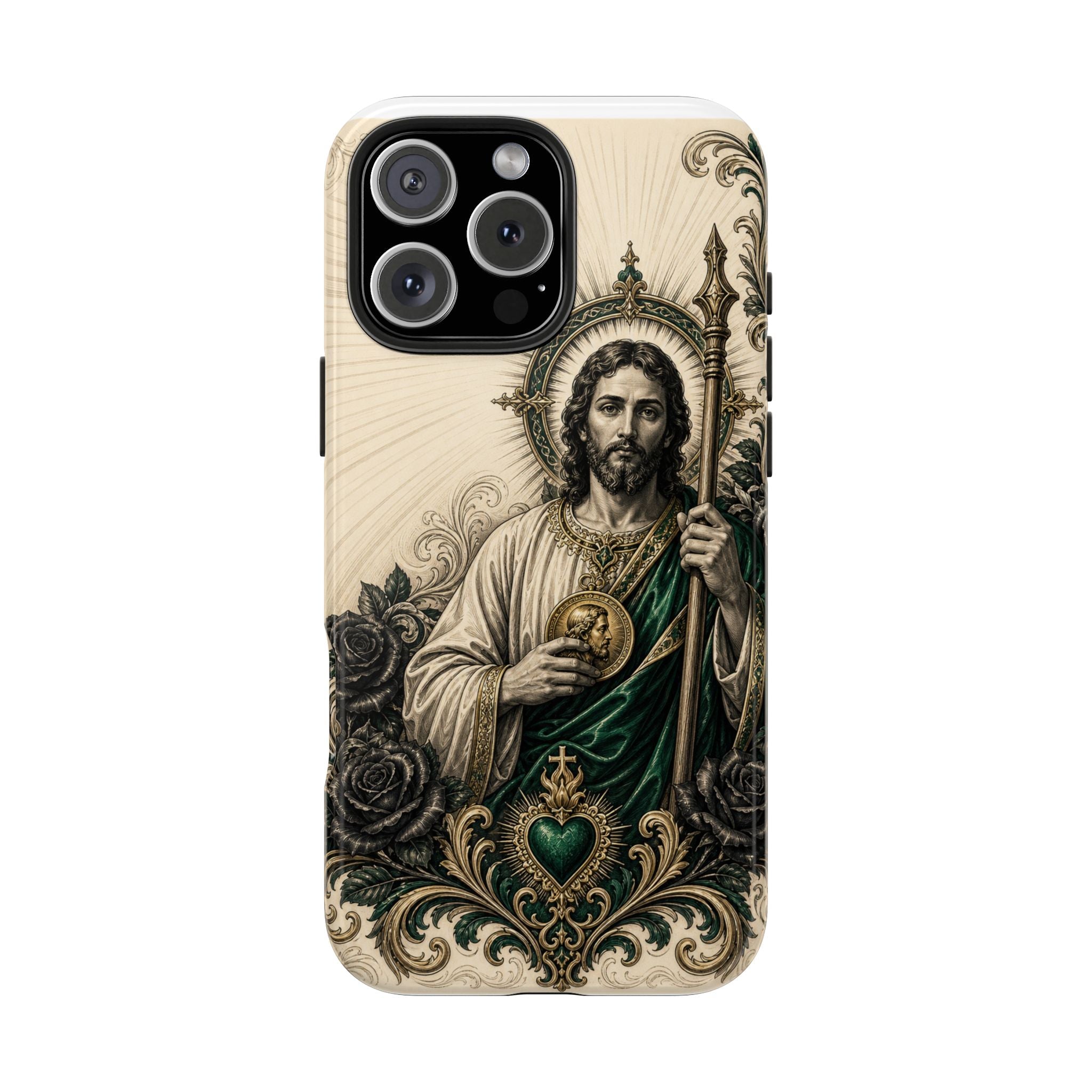 San Judas Tadeo Emerald & Gold Sacred Heart Tough Phone Case