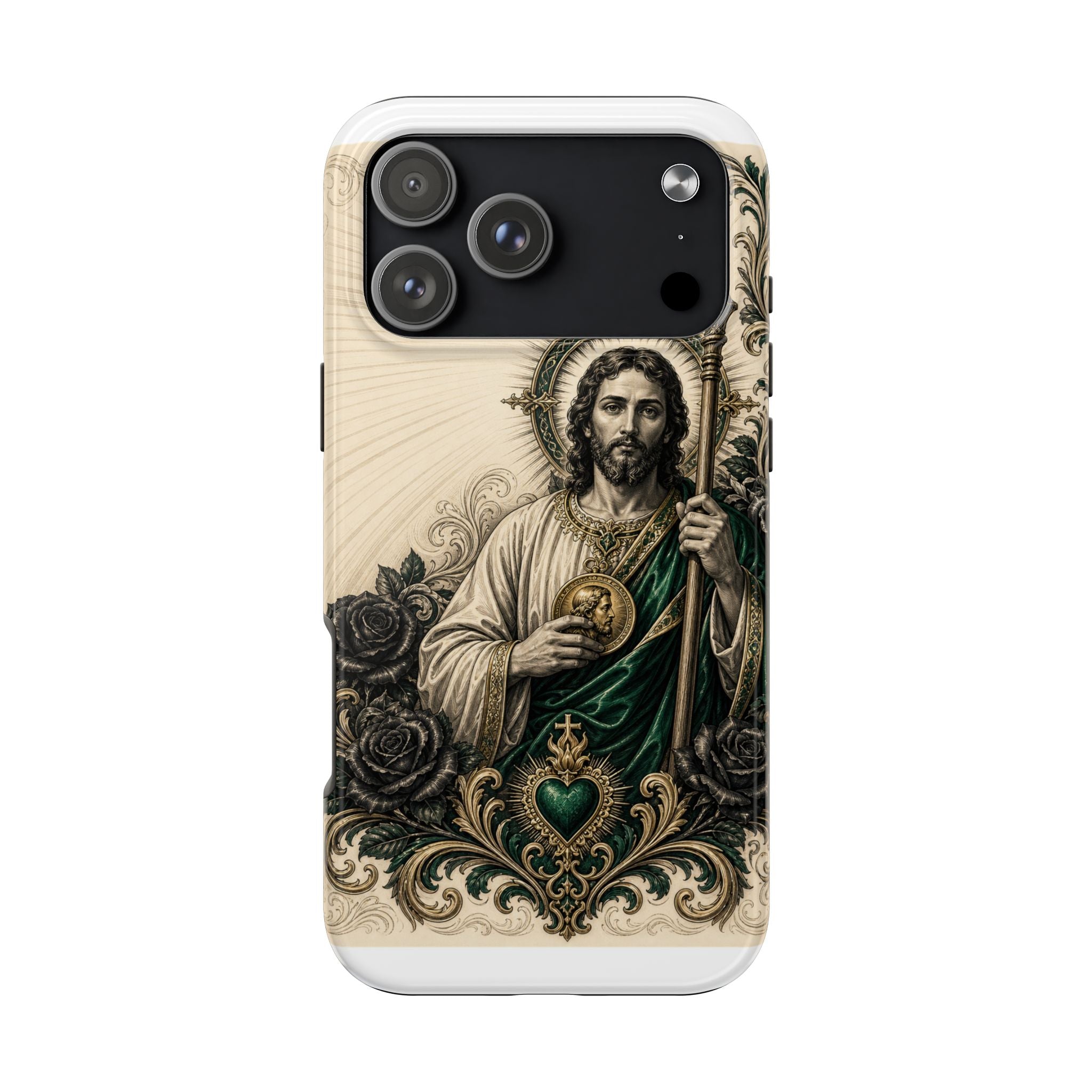 San Judas Tadeo Emerald & Gold Sacred Heart Tough Phone Case
