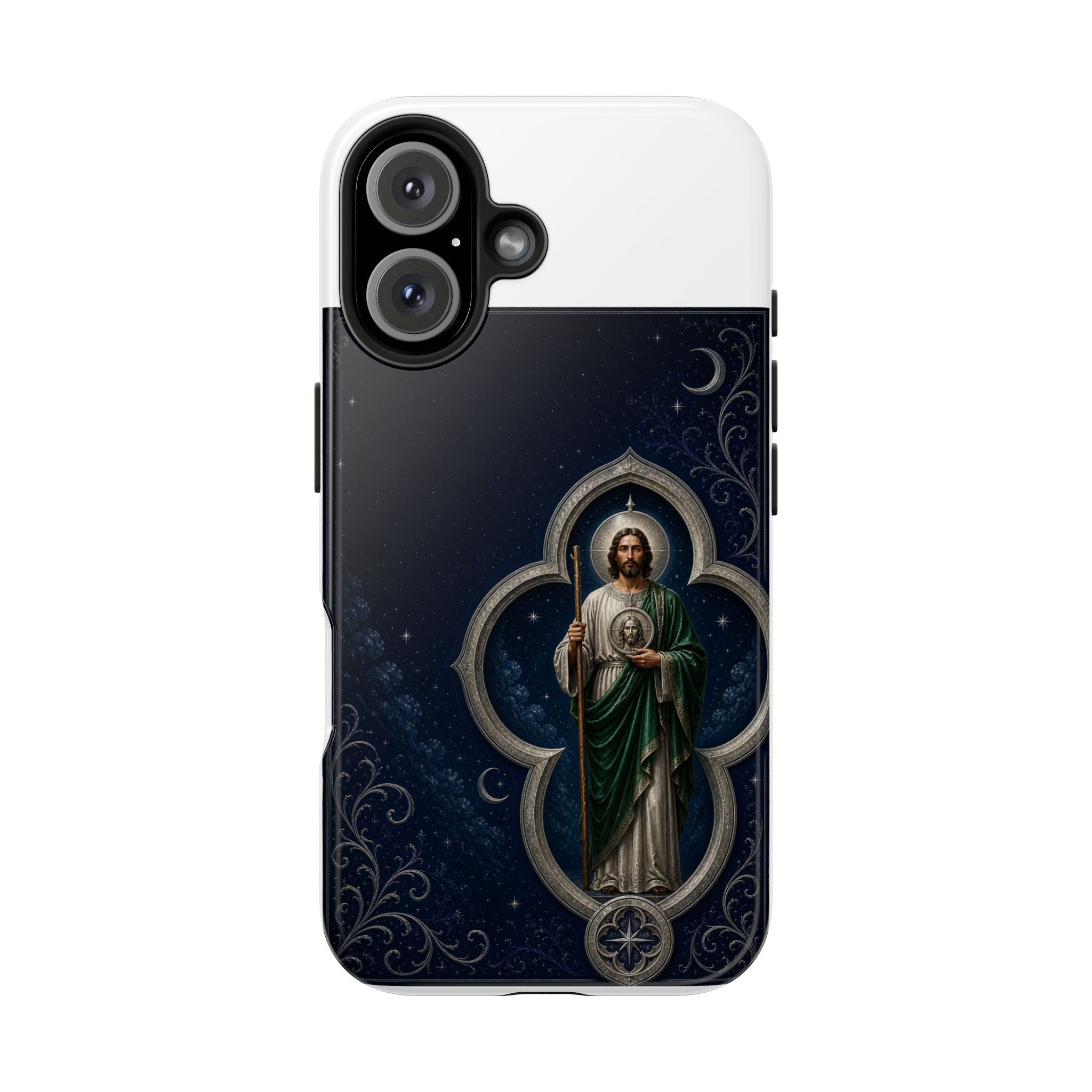 San Judas Tadeo Silver Moon Quatrefoil Tough Phone Case product preview, view 7