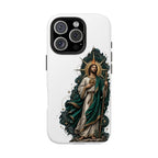iPhone 16 Pro San Judas phone case with midnight blue compass artwork