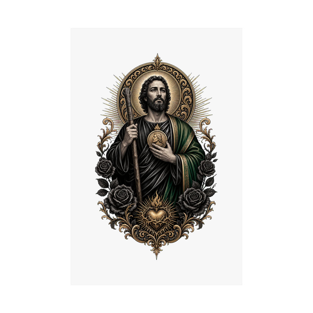San Judas Tadeo black and gold matte poster product preview, view 6