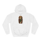 Crimson Rose Window San Judas Tadeo illustration on a unisex hoodie
