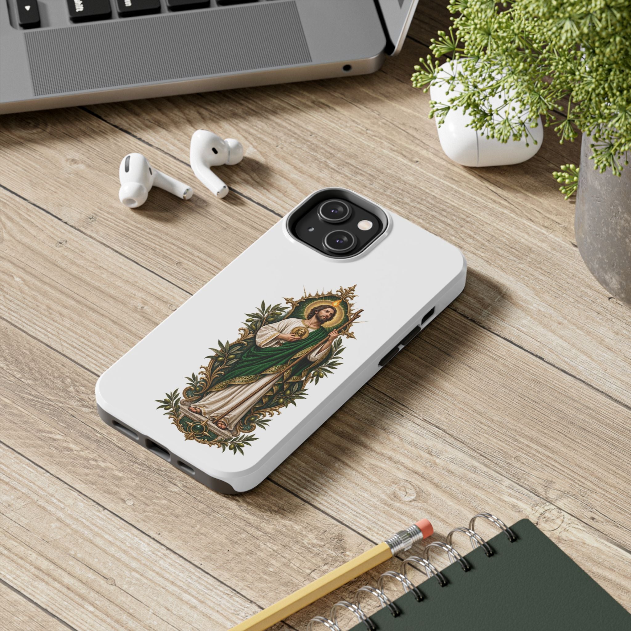 San Judas Tadeo Olive Reliquary Tough Phone Case product preview, view 15