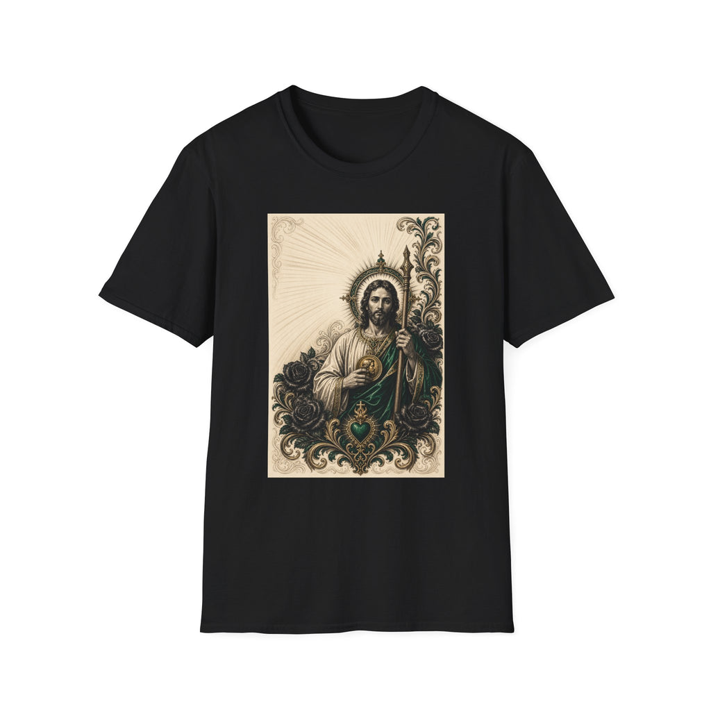 San Judas Tadeo Emerald & Gold Sacred Heart Unisex T-Shirt product view 10