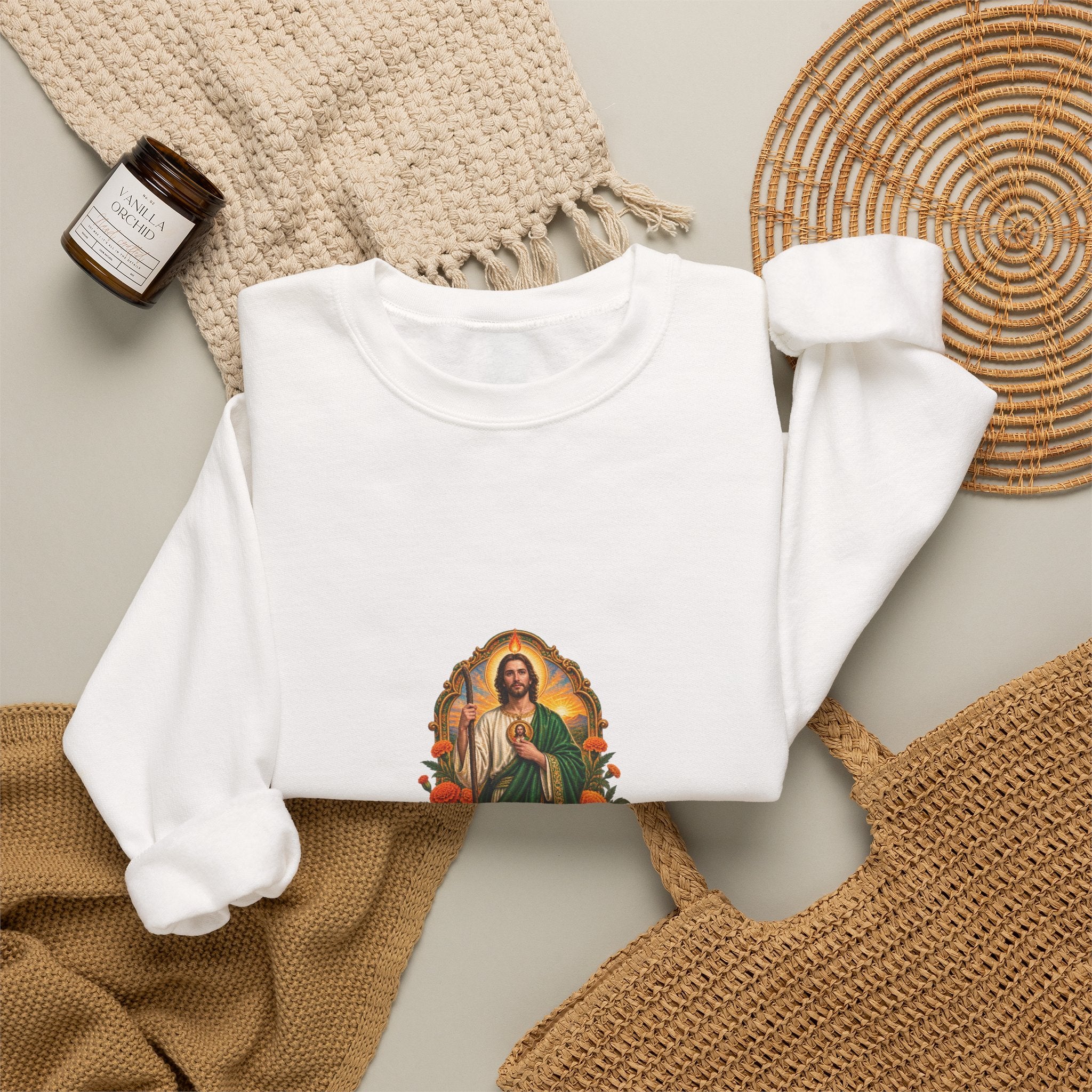 San Judas Tadeo Marigold Sun Arch Crewneck Sweatshirt product preview, view 4