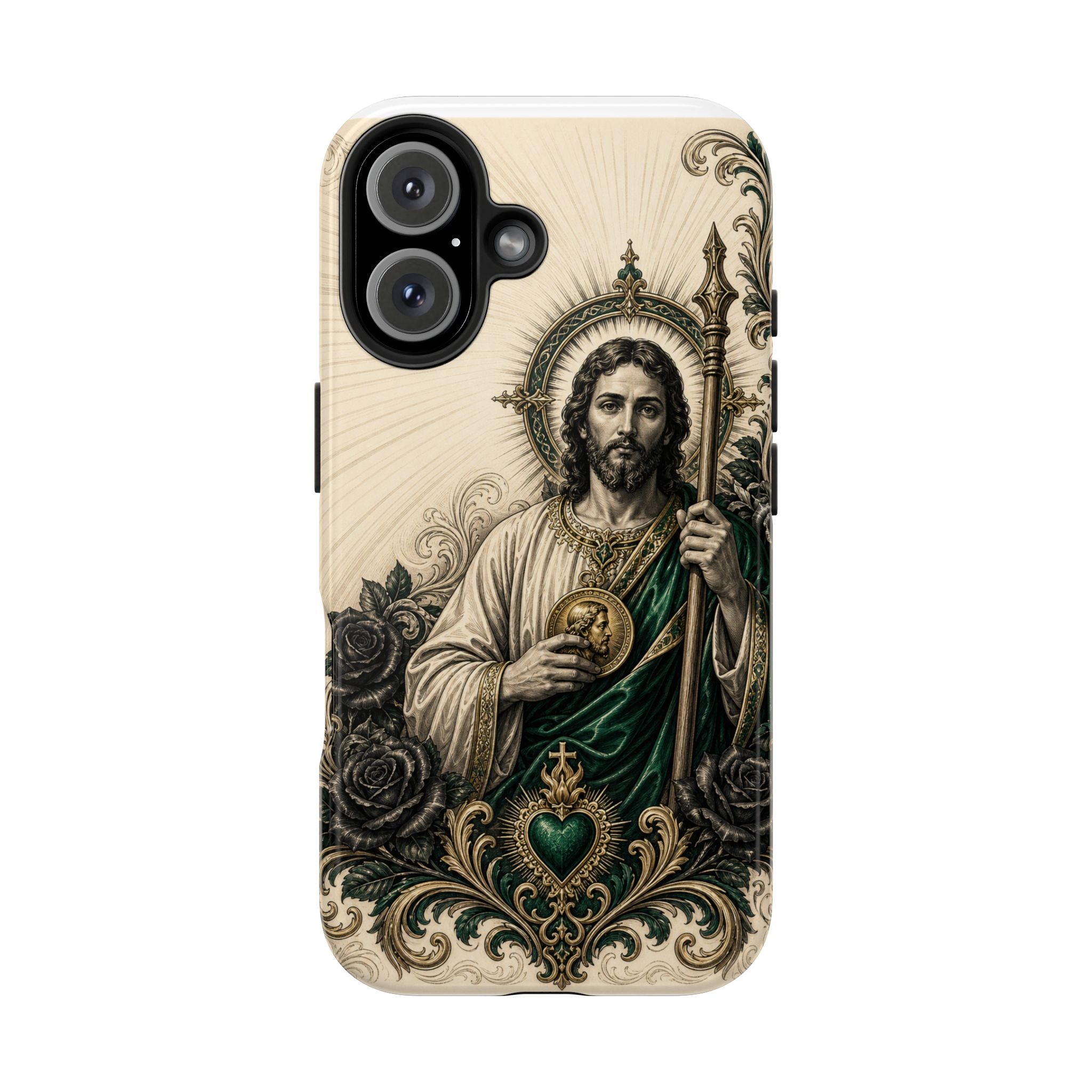 San Judas Tadeo Emerald & Gold Sacred Heart Tough Phone Case