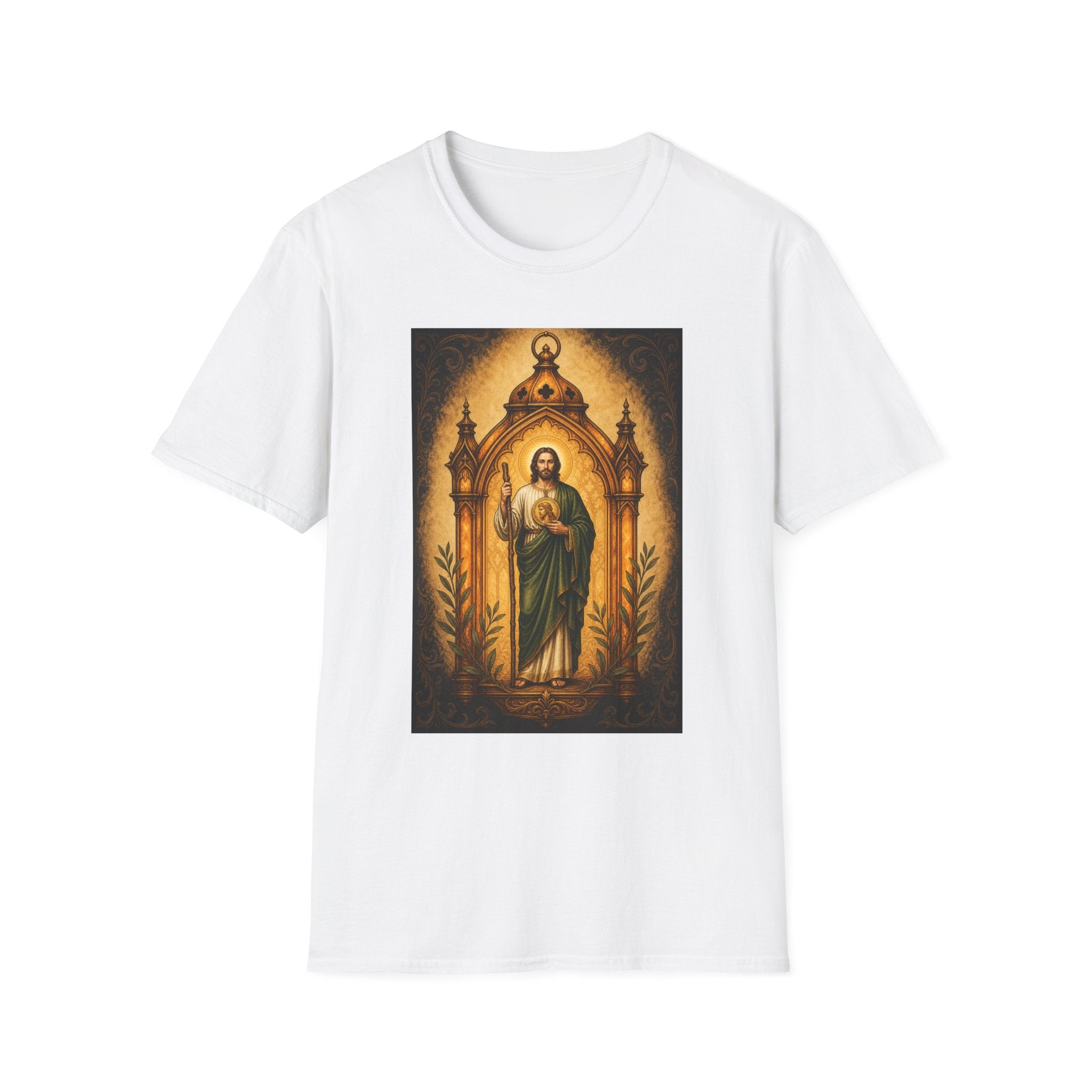 San Judas Tadeo Amber Pilgrim Lantern Unisex T-Shirt product preview, view 3