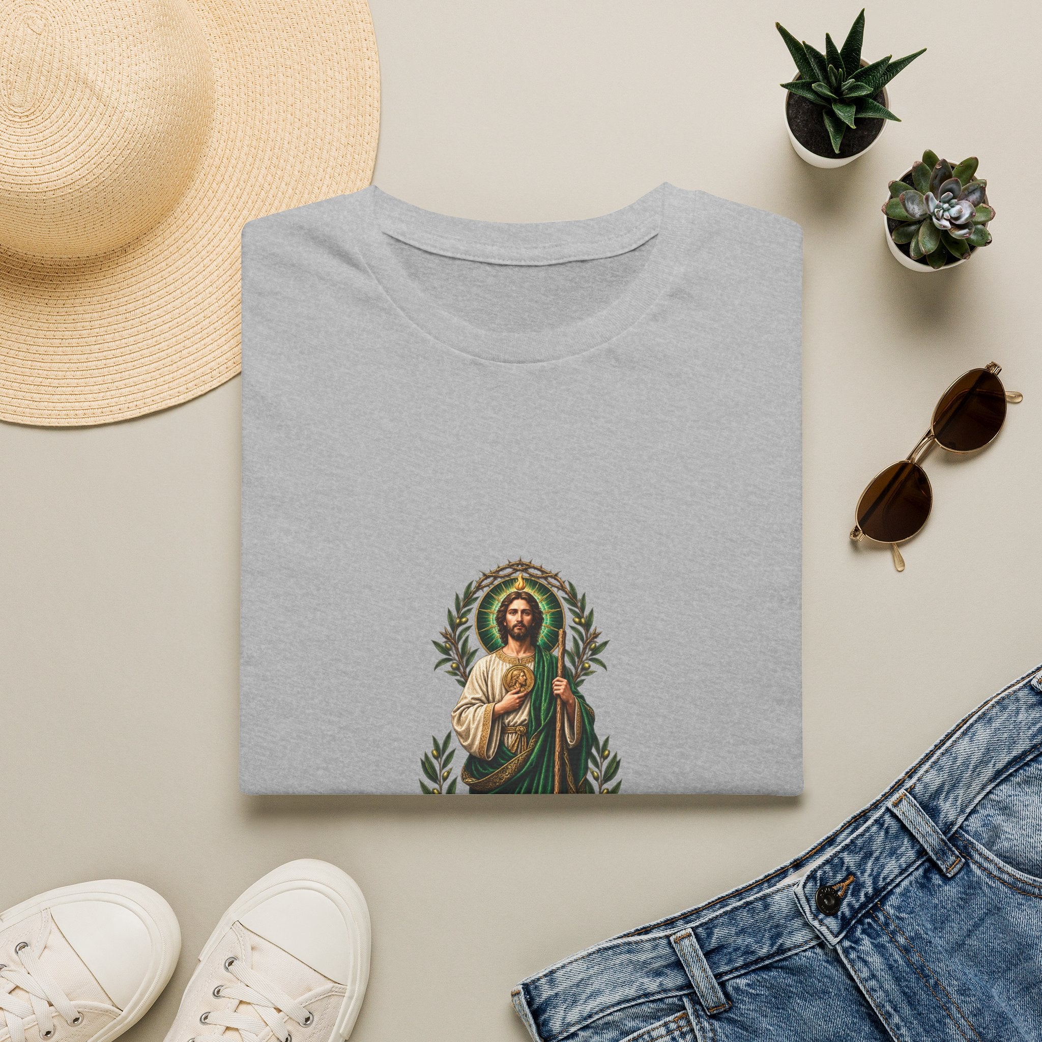 San Judas Tadeo Verdant Crowned Intercession T-Shirt product preview, view 4