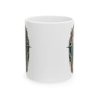 Midnight Compass San Judas Tadeo illustration on a ceramic mug