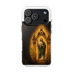 iPhone 17 Pro San Judas phone case with amber pilgrim lantern artwork