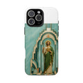 iPhone 16 Pro Max San Judas phone case with aqua radiant sanctuary artwork