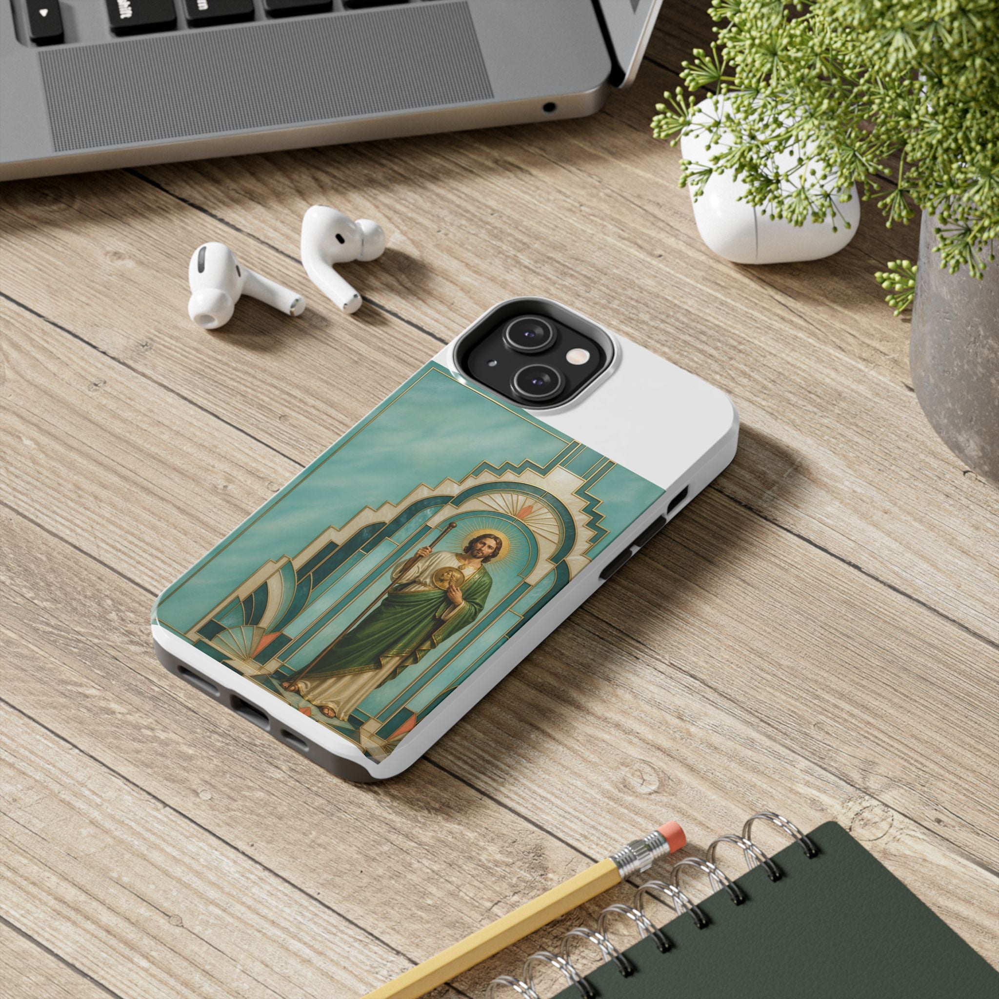 San Judas Tadeo Aqua Radiant Sanctuary Tough Phone Case product preview, view 15
