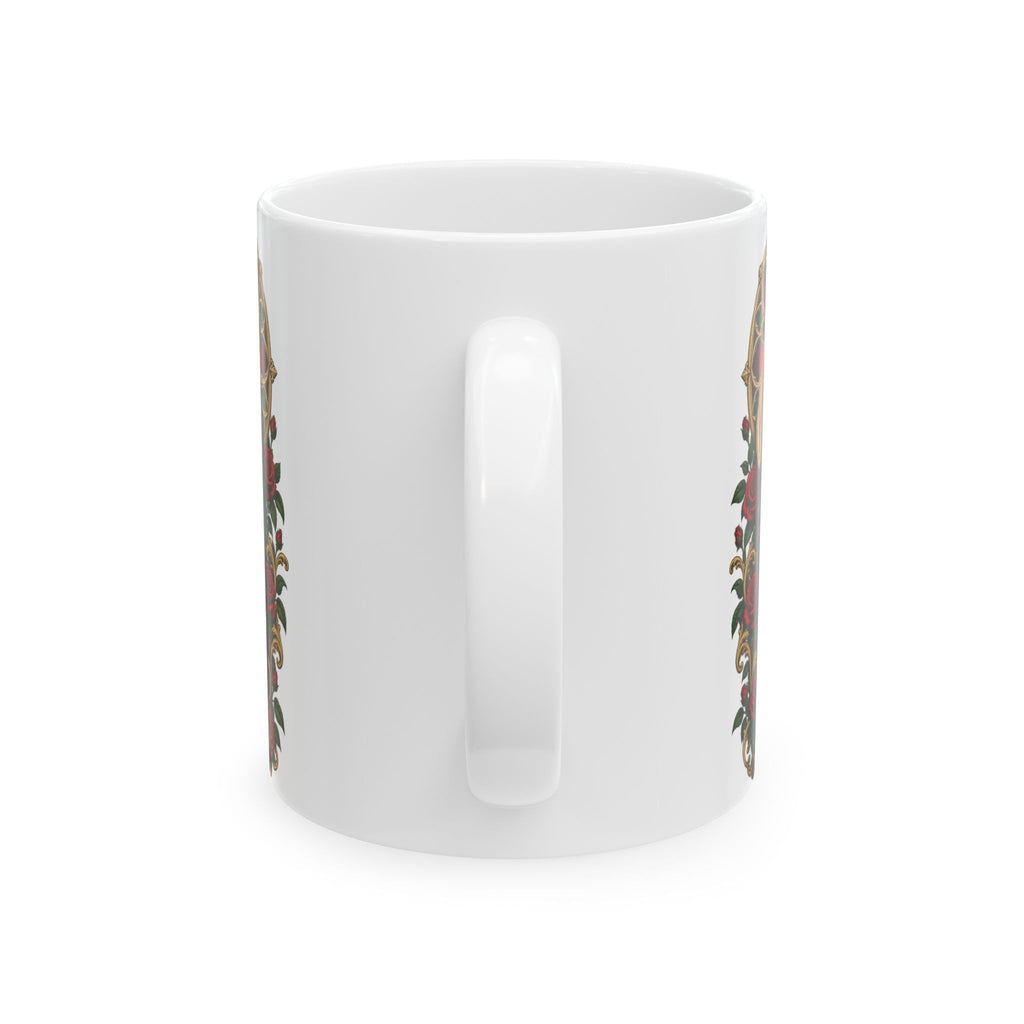 San Judas Tadeo Crimson Rose Window Ceramic Mug product preview, view 2