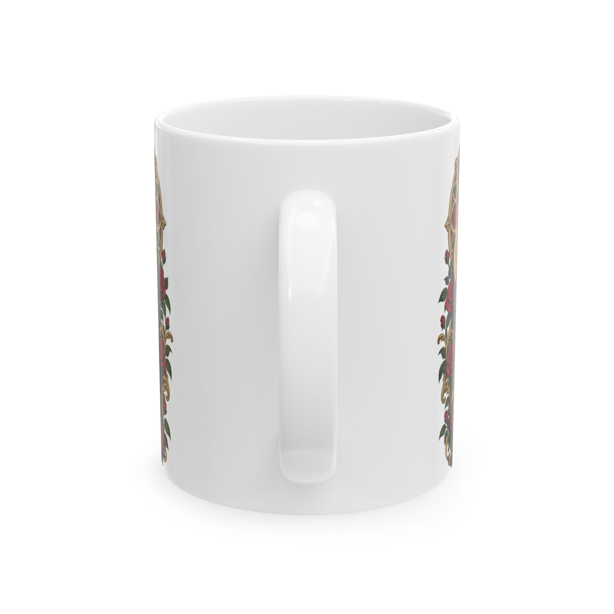 San Judas Tadeo Crimson Rose Window Ceramic Mug product preview, view 2