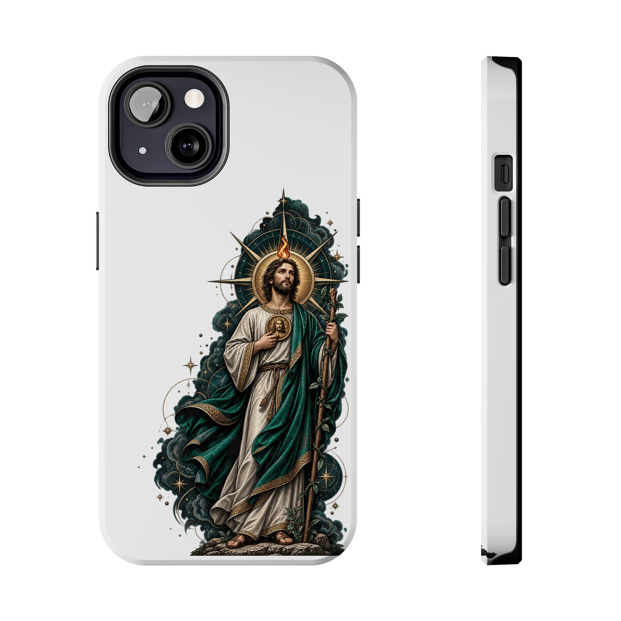 Midnight Compass San Judas Tadeo illustration on a tough phone case