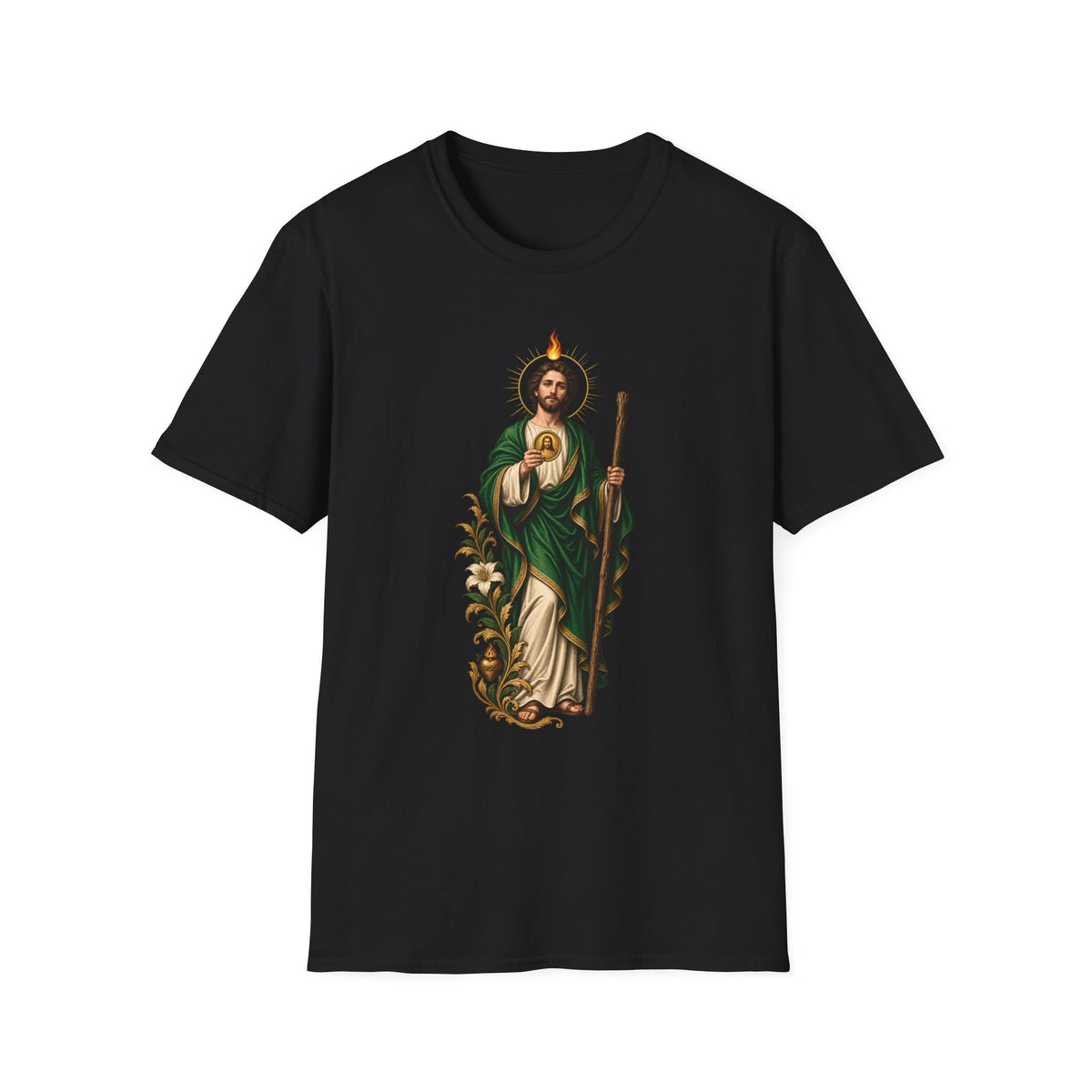 San Judas Tadeo Black & Gold Sacred Heart Unisex T-Shirt
