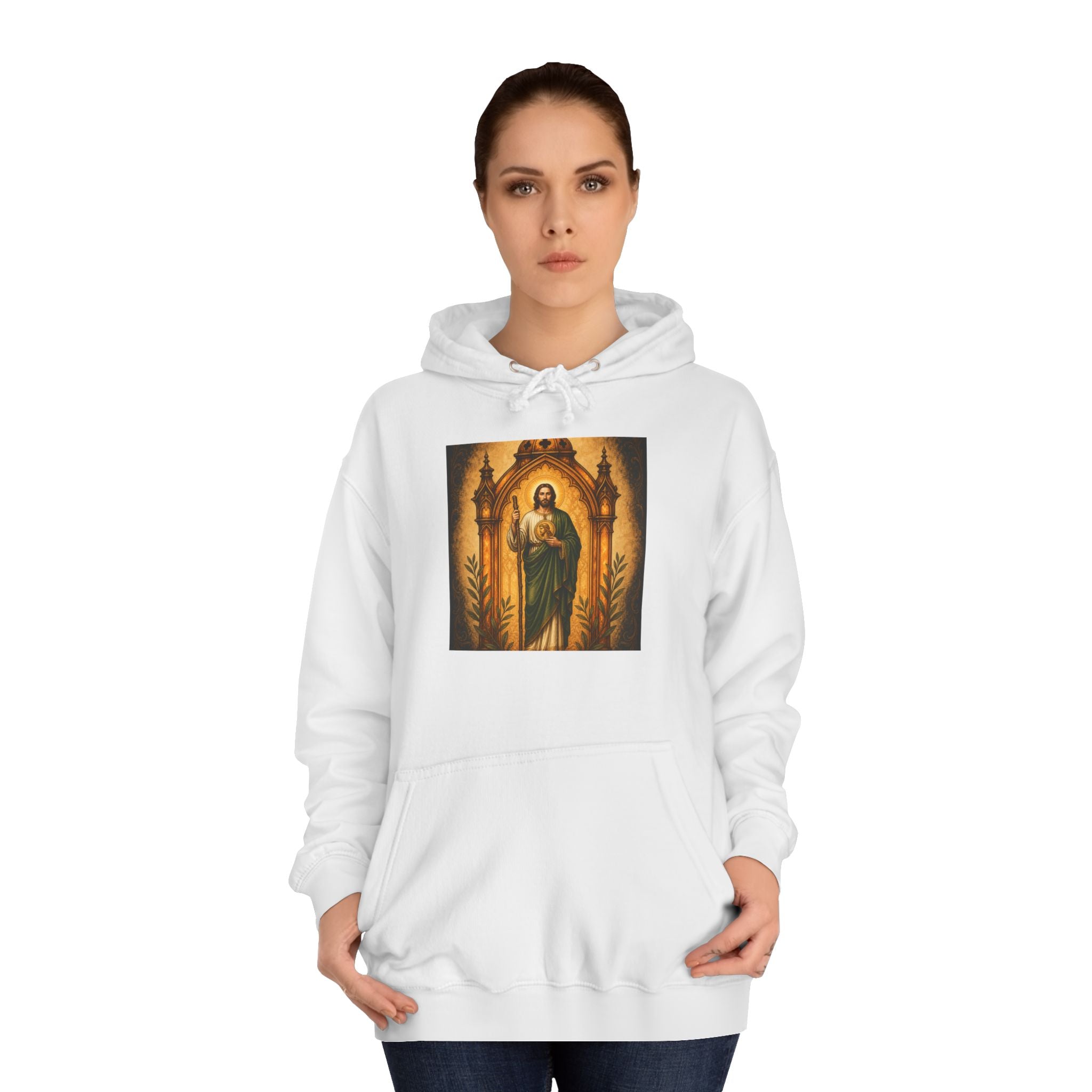San Judas Tadeo Amber Pilgrim Lantern Unisex Hoodie product preview, view 4