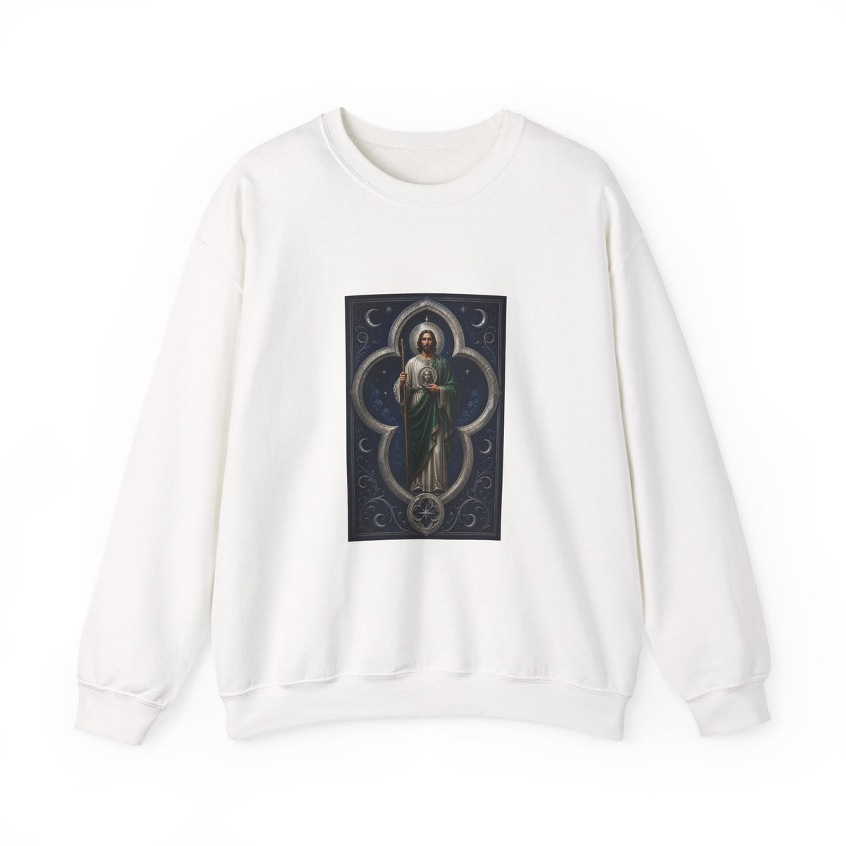 San Judas Tadeo Silver Moon Quatrefoil Crewneck Sweatshirt