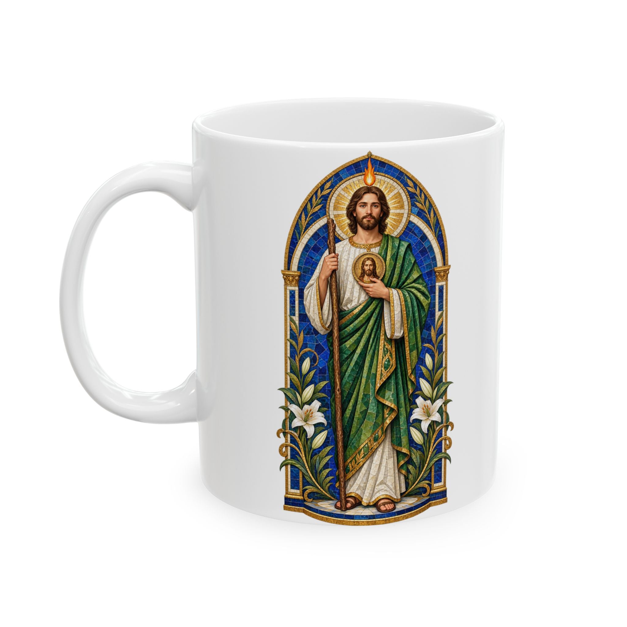 San Judas Tadeo Cobalt Chapel Mosaic Ceramic Mug product preview, view 3