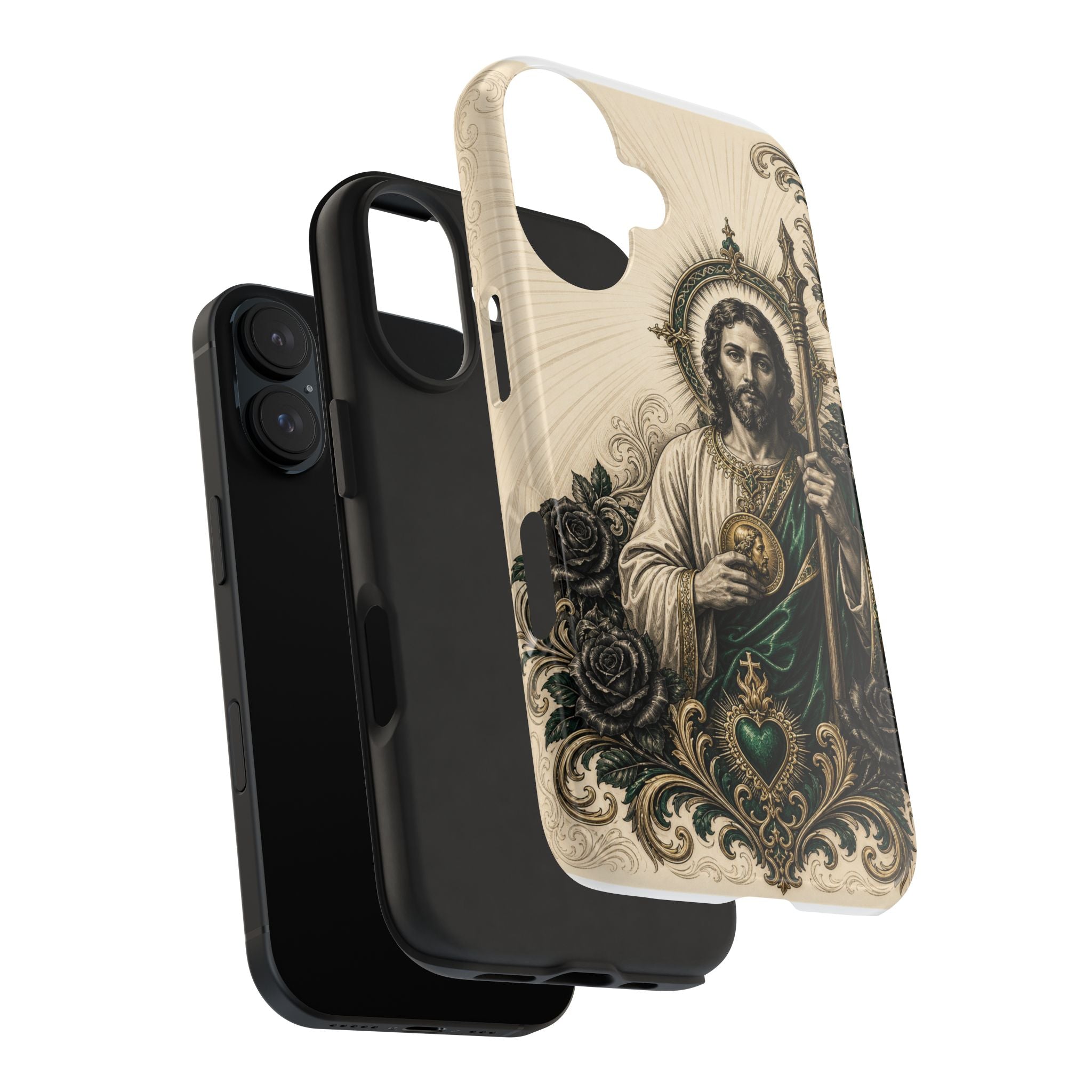 San Judas Tadeo Emerald & Gold Sacred Heart Tough Phone Case