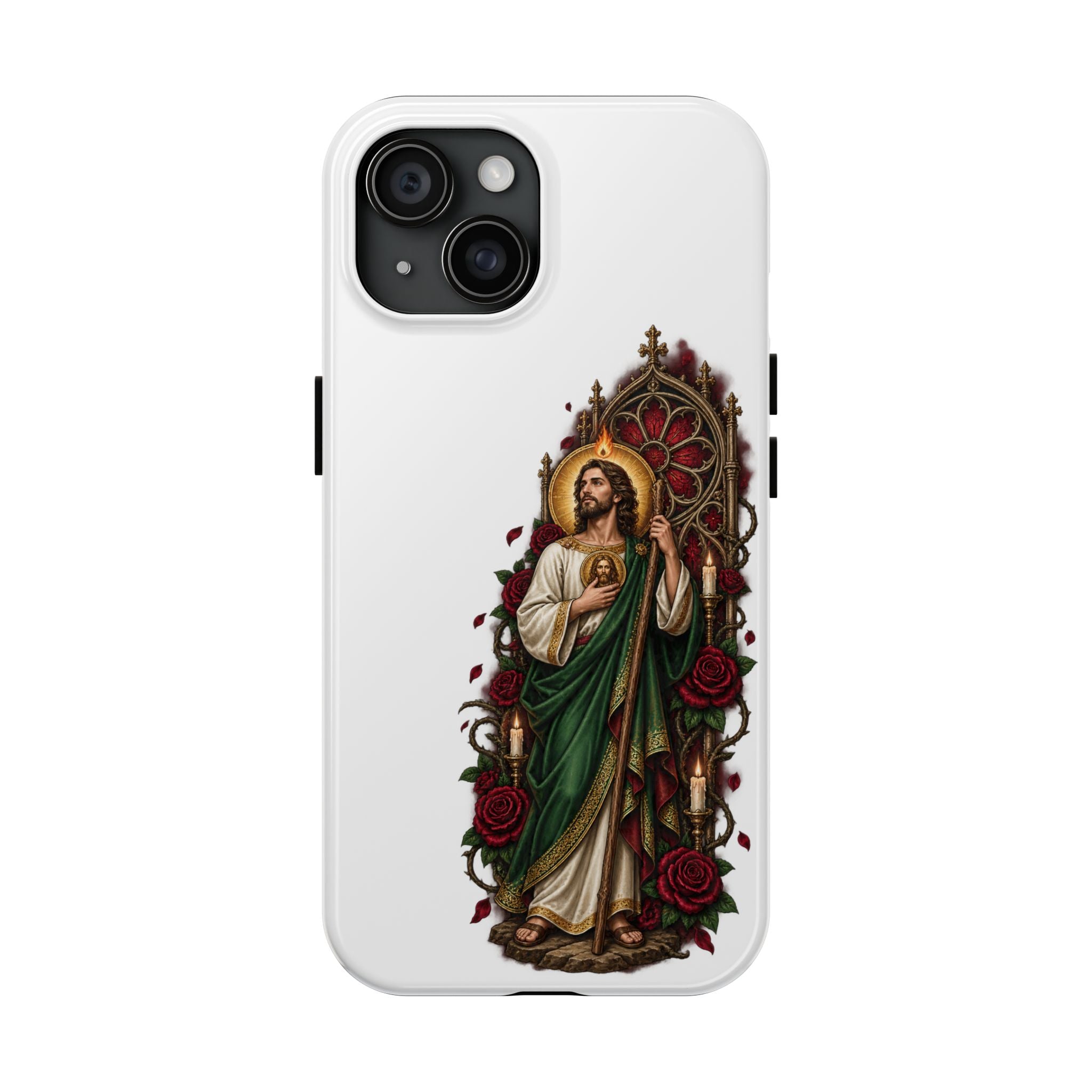 San Judas Tadeo Crimson Rose Window Tough Phone Case product preview, view 3